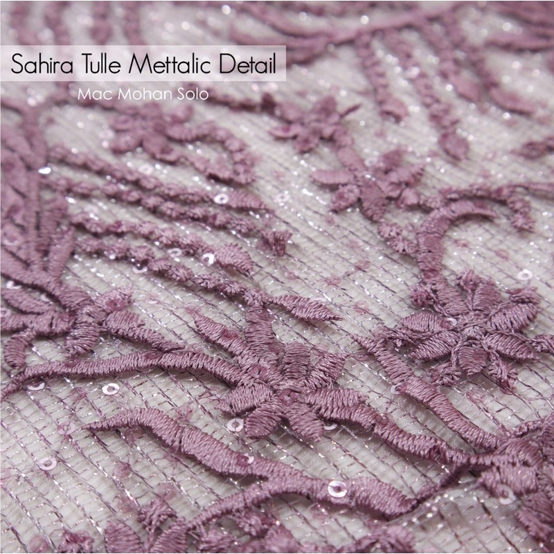 [NEW ARRIVAL] SAHIRA TULLE METTALIC NEW DESIGN TILE TIMBUL METALLIC PER 0.5M FOR BRIDESMAID KEBAYA AMONG TAMU SERAGAM BY MACMOHAN