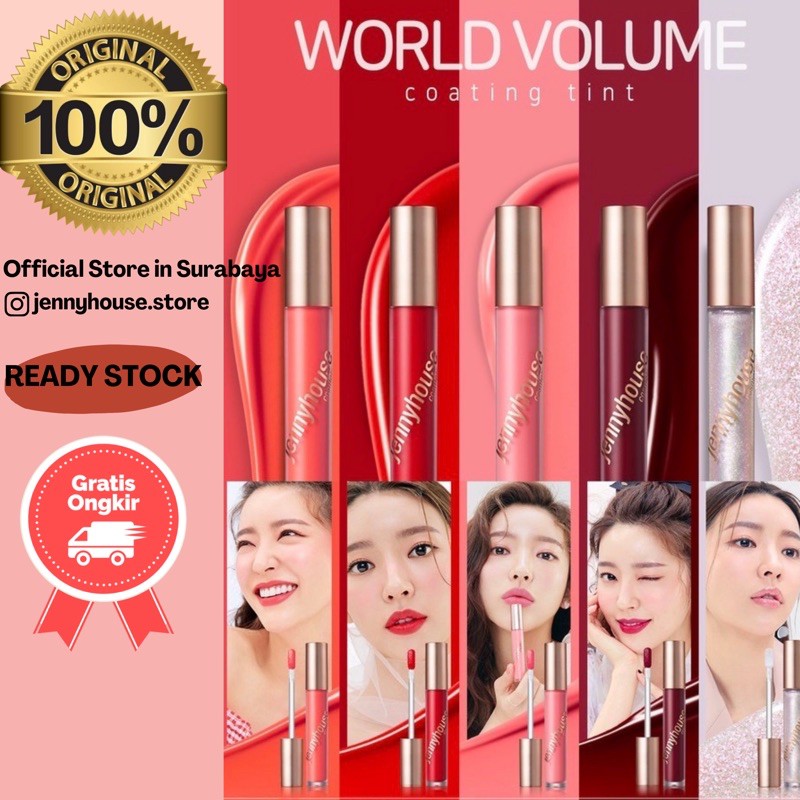 JENNY HOUSE LIPTINT LIPSTICK ORI 100% READY STOCK TAHAN LAMA 24 JAM - WORLD VOLUME COATING TINT