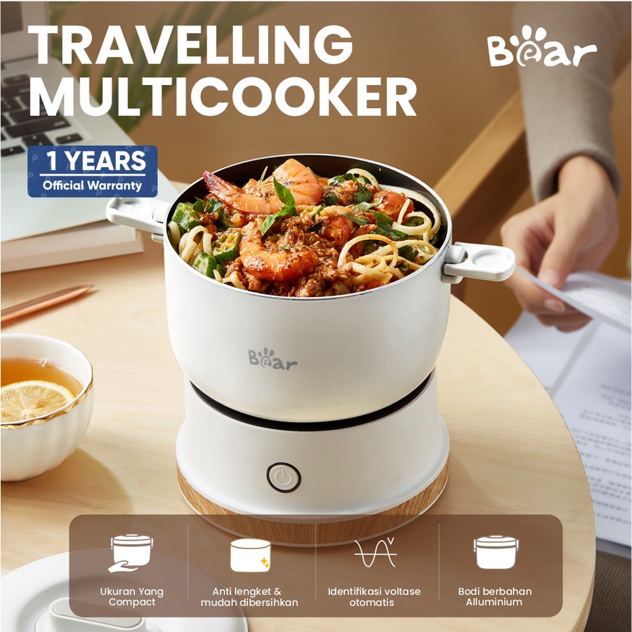 ELEK186 BEAR TRAVELING MULTI COOKER PANCI LISTRIK SERBAGUNA 1L DRGC10DT