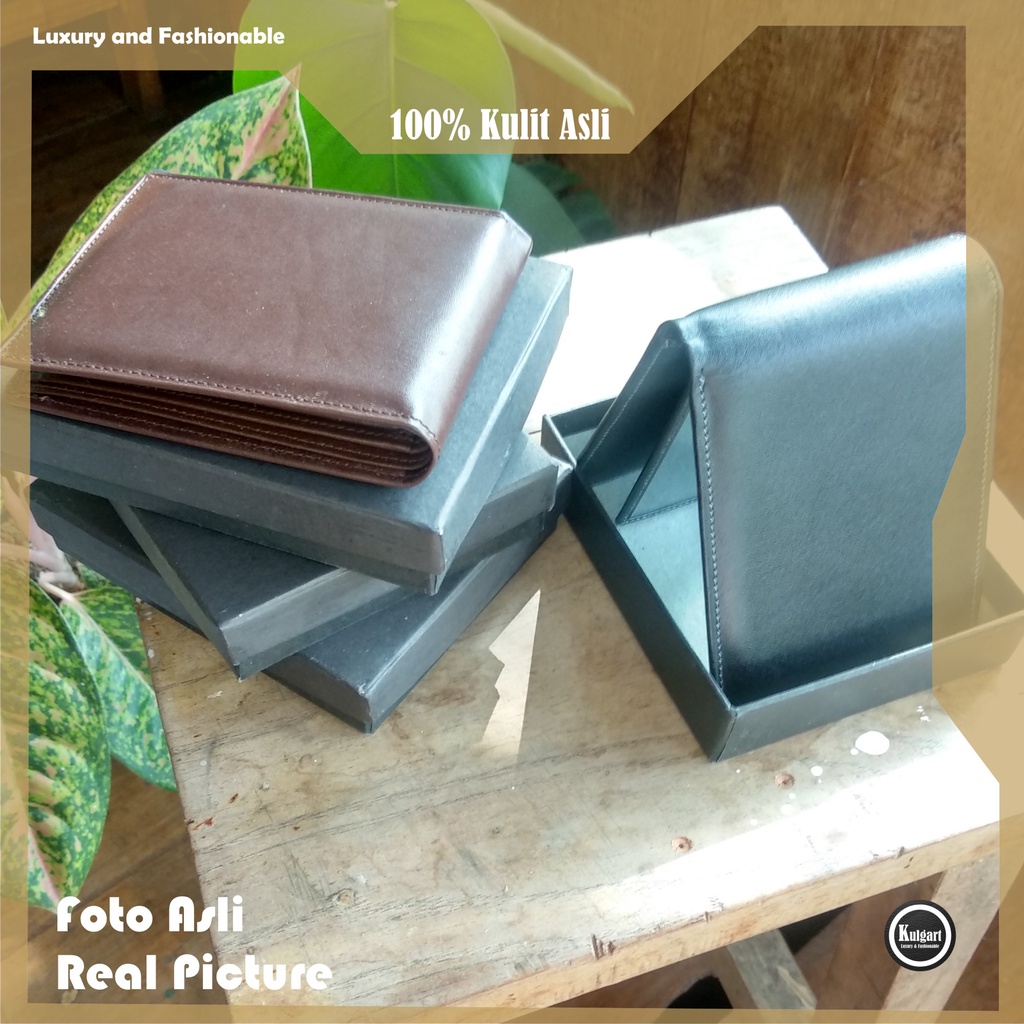 DOMPET KULIT ASLI PLUS UKIR LASER NAMA - Dompet Kulit Lipat Asli - Dompet Murah - Dompet Pria