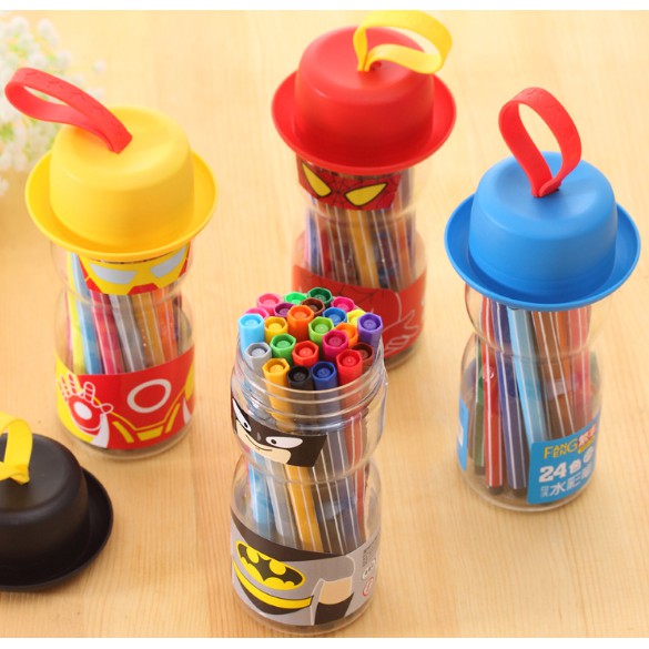 Spidol Warna Anak Impor Karakter AVENGERS Superhero Hero Set Spidol Warna Botol Unik / Coloring Pen