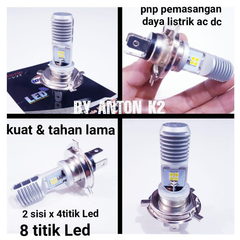 sale lampu led depan 2sisi 8 mata led H4 MG11G kaki 3 motor vixion ninja mx king dll