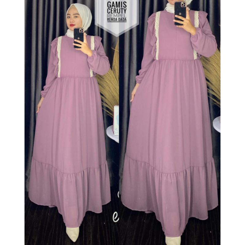 gamis canda susun renda V cerutybabydoll full furing