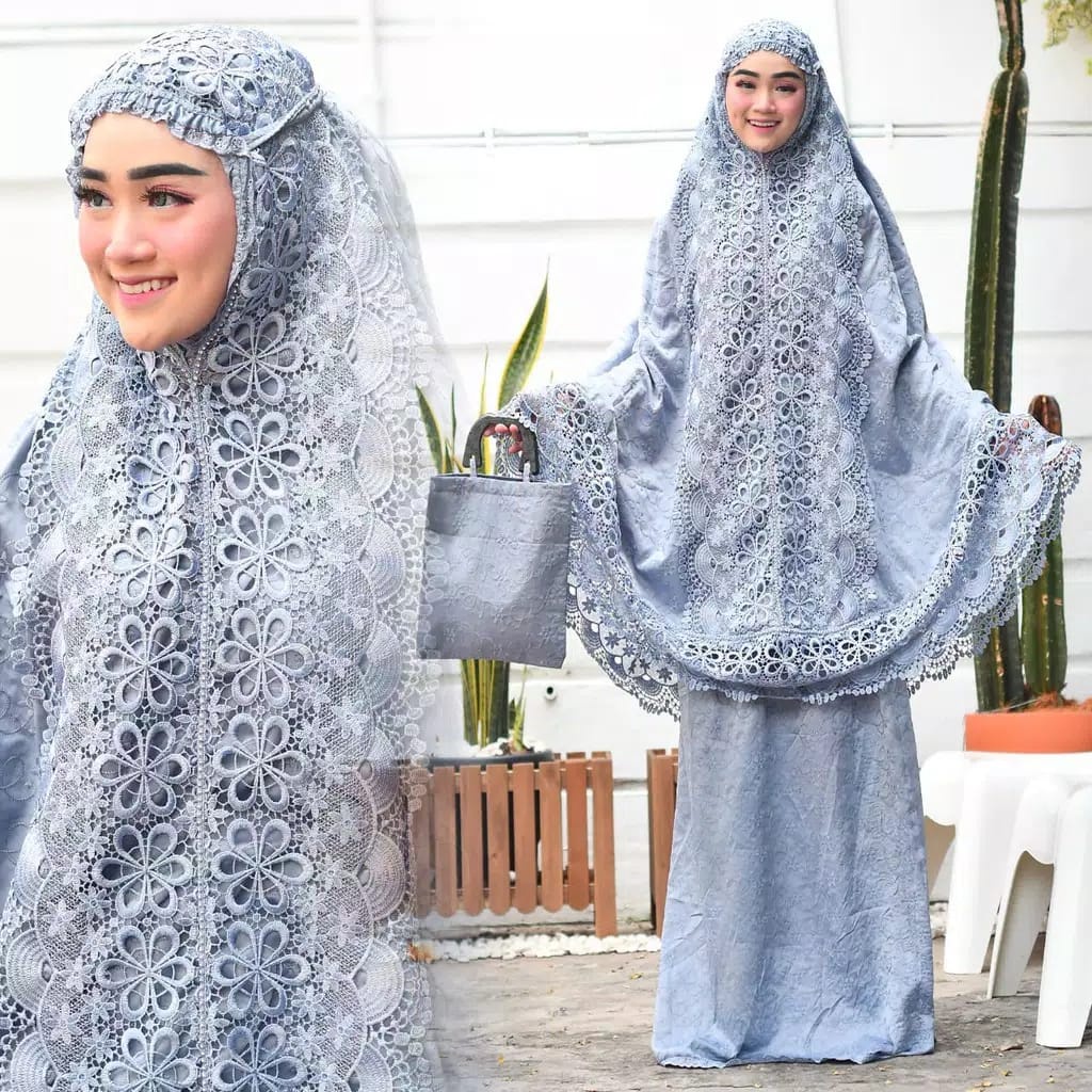 MUKENA SEROYA RENDA MUKENA KATUN SUTRA BORDIR MEWAH PRADA KHADIJAH RENDA SEROJA