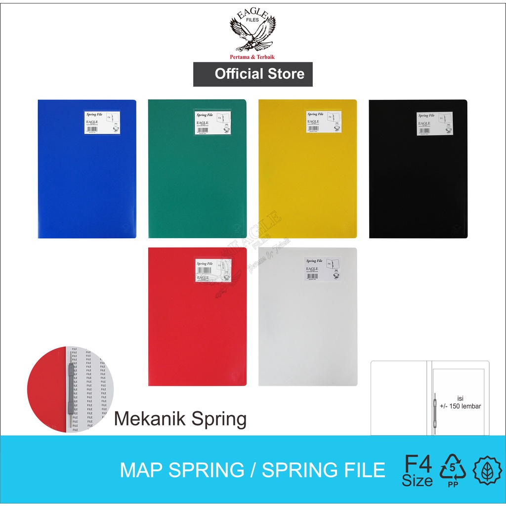 

Map Spring Eagle Files Spring File Map Plastik Snelhecter File Dokument F4 (Folio) Isi 6 Pcs