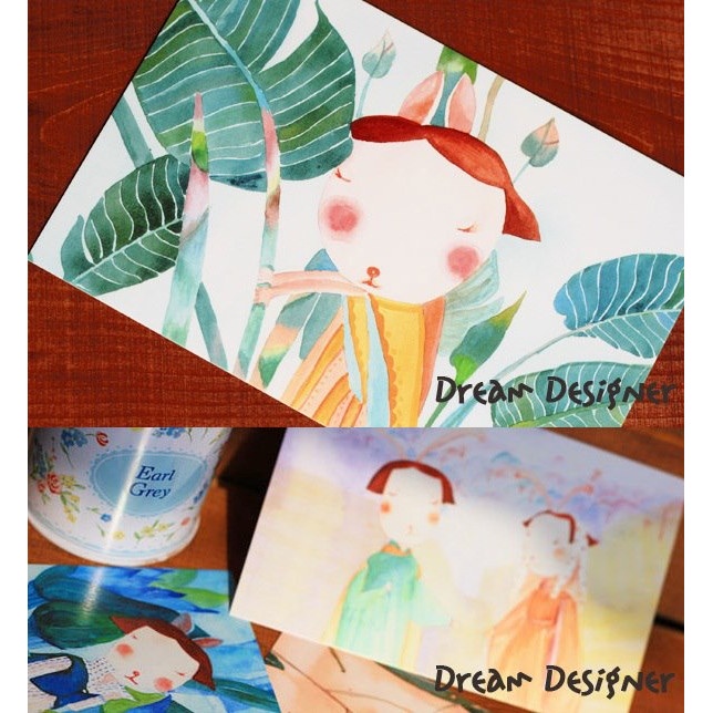 

postcard illustrasi jual per pack isi 12 lembar bahan kertas premium untuk ucapan event dll