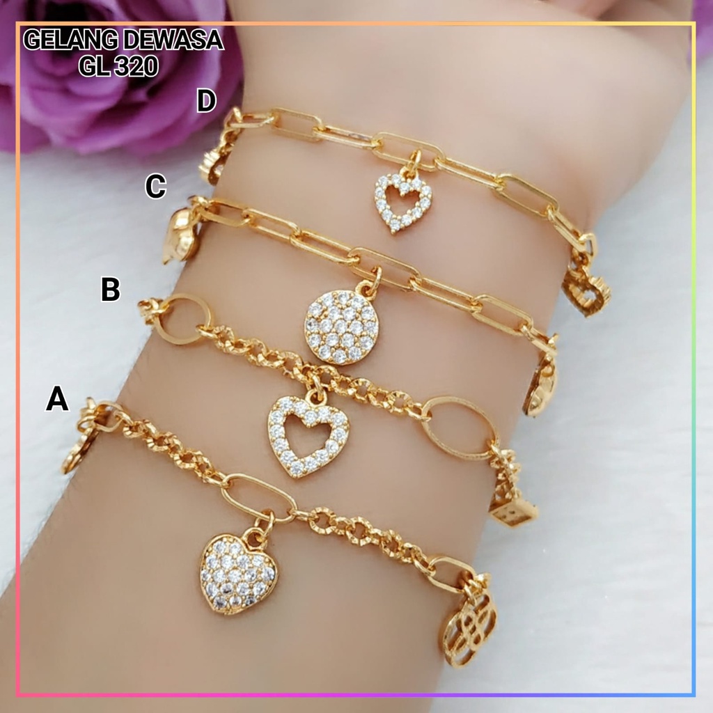 Gelang xuping gelang dewasa/remaja rantai jurai bulat simple perhiasan wanita lapis emas gold GL 320