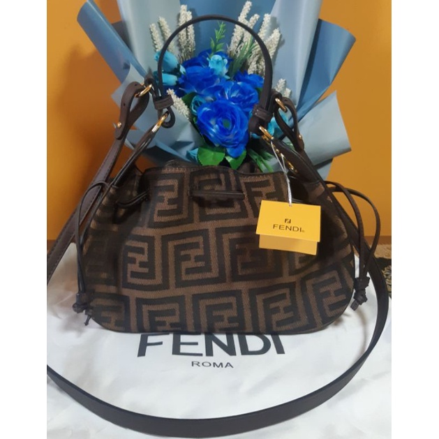 Tas Batam Fendi #8823 Pomodorino Monogram Kanvas Kombi Kulit, Mirror VIP
