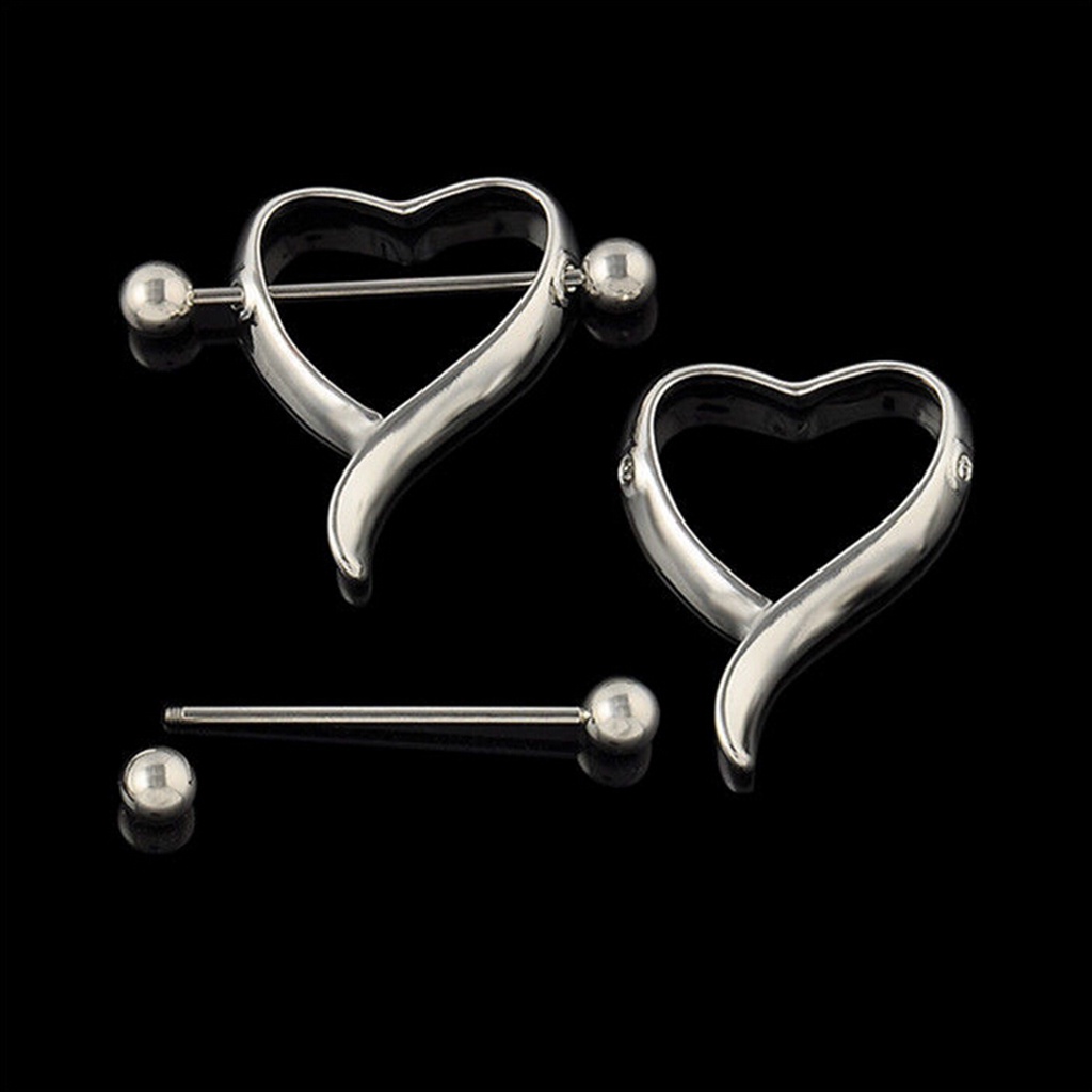 (AdornmentNo1) 1pc / 1 Pasang Anting Tindik Puting Bentuk Hati Bahan Surgical Steel Untuk Wanita