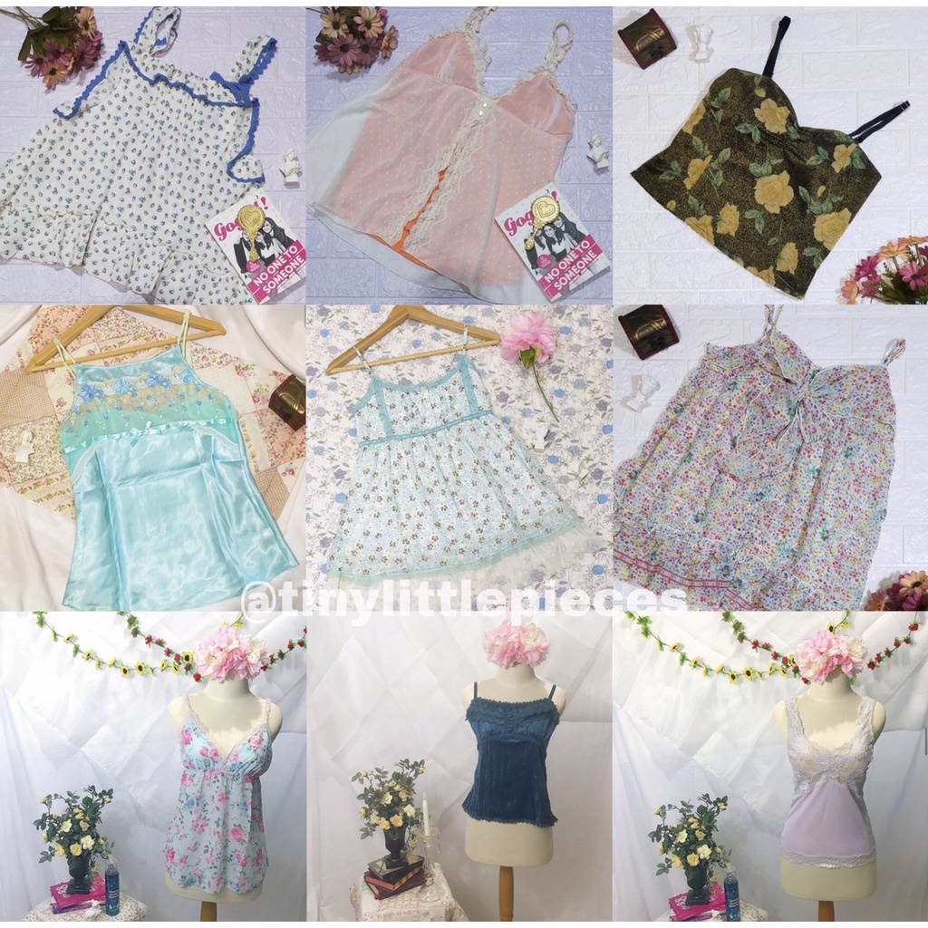 Tanktop Bunga Vintage & Fairy Vibes Tanktop Floral y2k Eblin Axes Femme