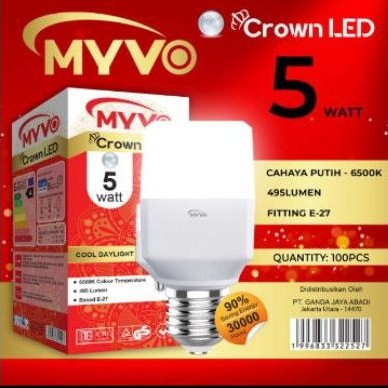 Lampu Led Myvo Crown 5 Watt  Super Duper Terang