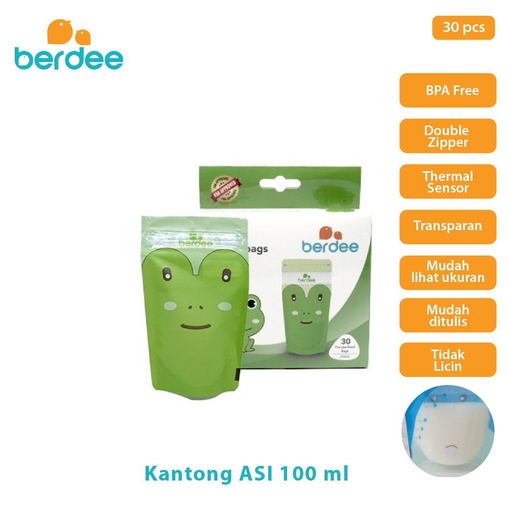 Berdee Breastmilk Storage bag Kantong ASI Breast Milk 30 Pouch 100 ml Berry Mart