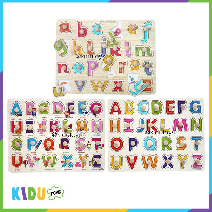 Mainan Anak Puzzle Knob Kayu Huruf Kidu Toys