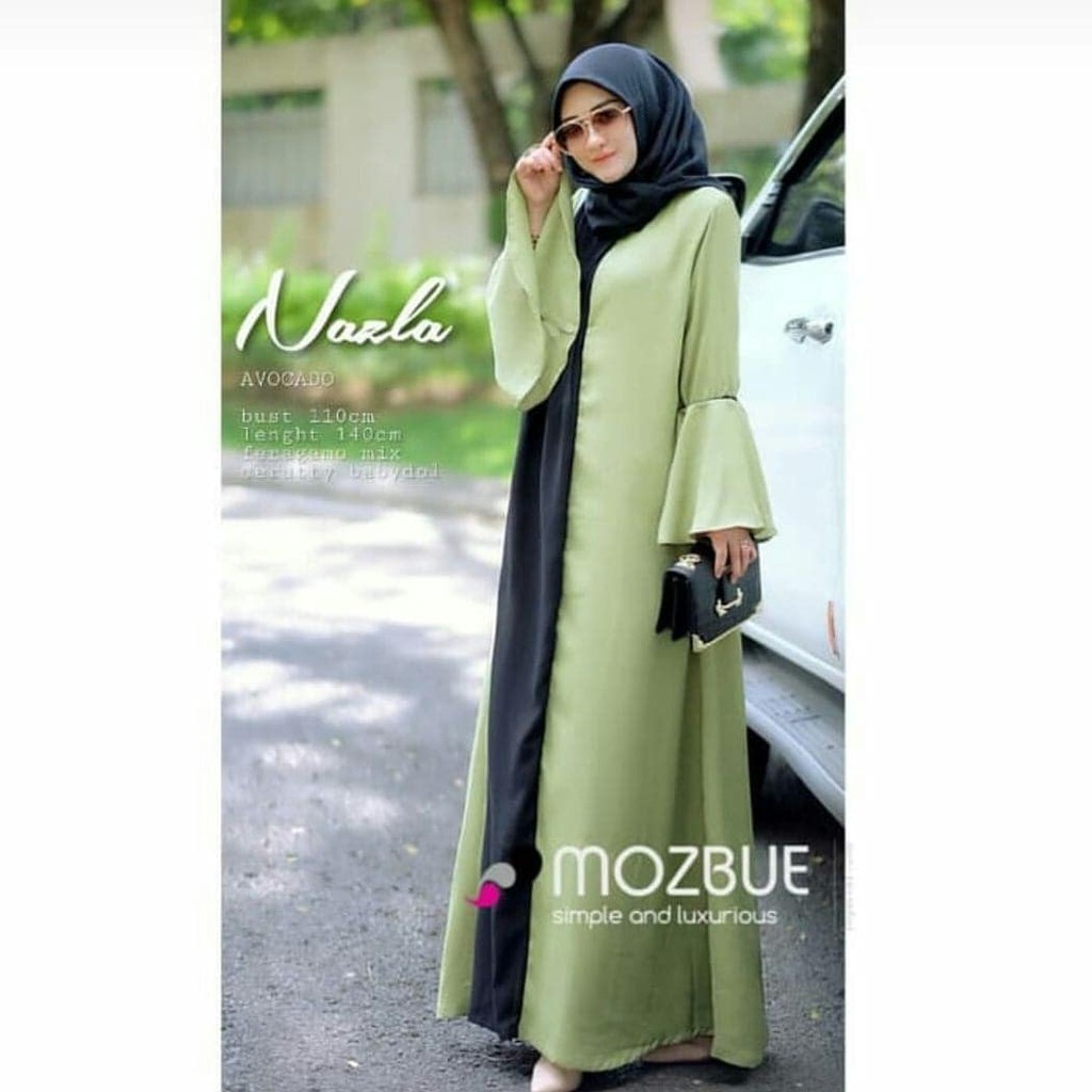Ready  NAZLA MAXY hijau PR001 , Ready Baju Maxy Dress Muslim Murah Terbaru  Murah