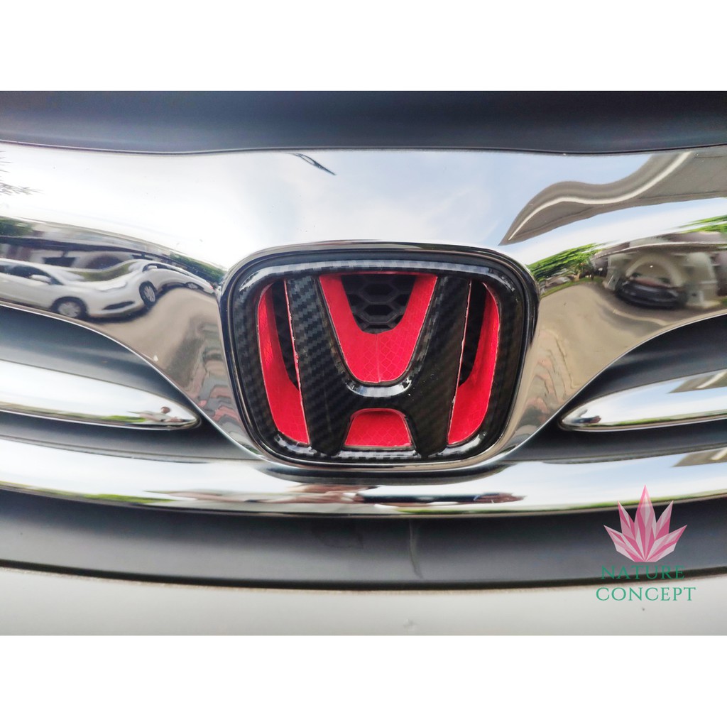 Emblem Logo Honda Freed Ori Jepang Carbon Merah Gold SEPASANG Depan Belakang