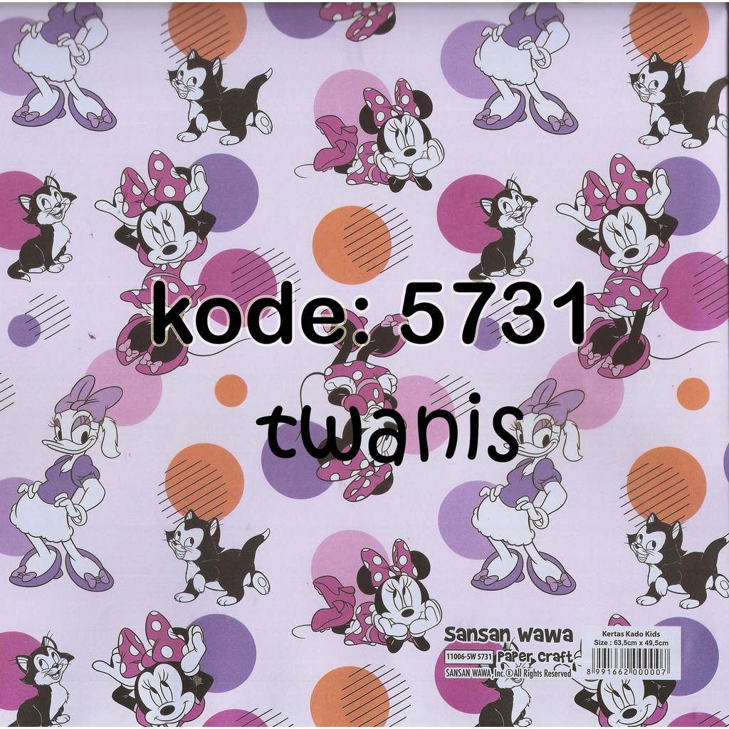 

Kertas Kado DISNEY MINNIE MOUSE SANWA kode 5731 isi 25 lembar bisa campur motif lain