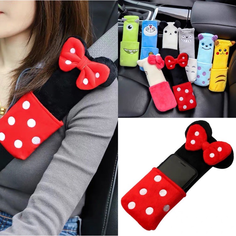 Sarung Safety Belt Sabuk Pengaman Passion mickey minnie doraemon hello kitty Sarung Cover Safety Belt seatbelt Minnie Mouse IMPORT