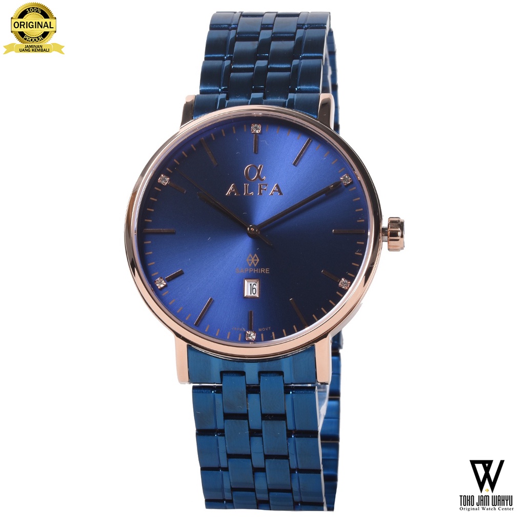 Alfa Sapphire 88169M-C Jam Tangan Pria - Rosegold Blue - Stainless Steel