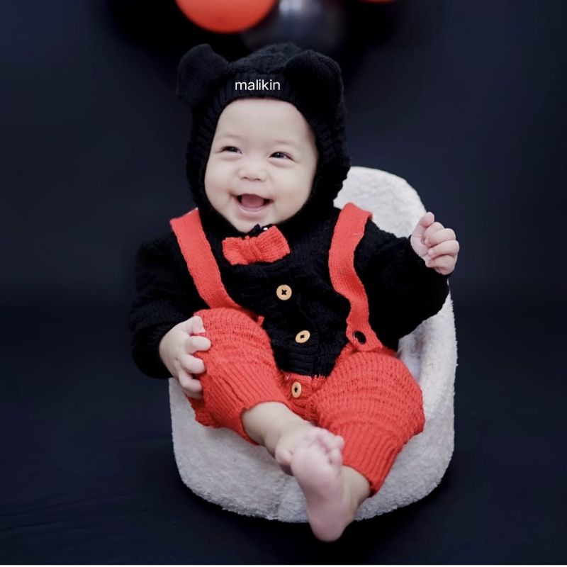 MALIKIN JUMPER BAYI MICKEY MOUSE UNISEX / JUMPER BAYI RAJUT / PAKAIAN BAYI HANGAT