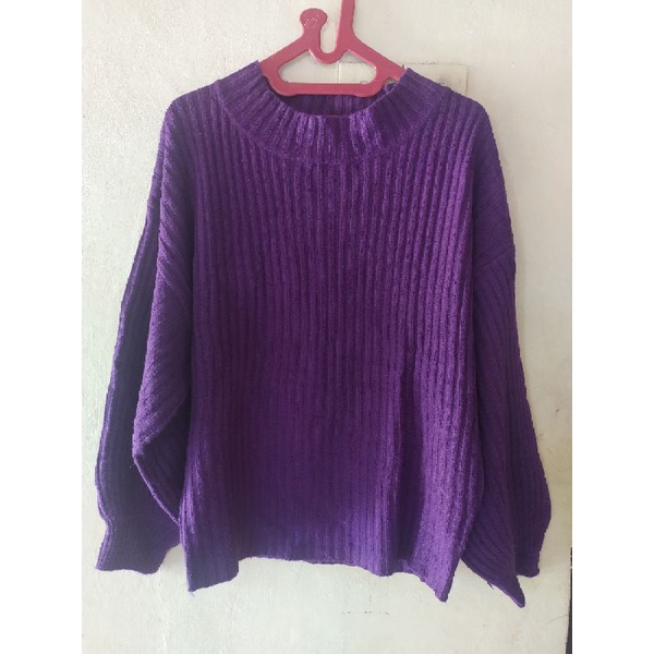 BAJU ATASAN RAJUT BLOUSE OVERSIZE LENGAN BALON KOREAN STYLE