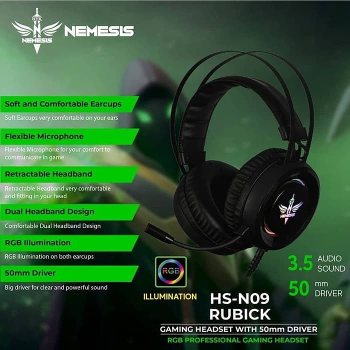 Headset Gaming NYK Rubick HS - N09 RGB Illuminated Ori