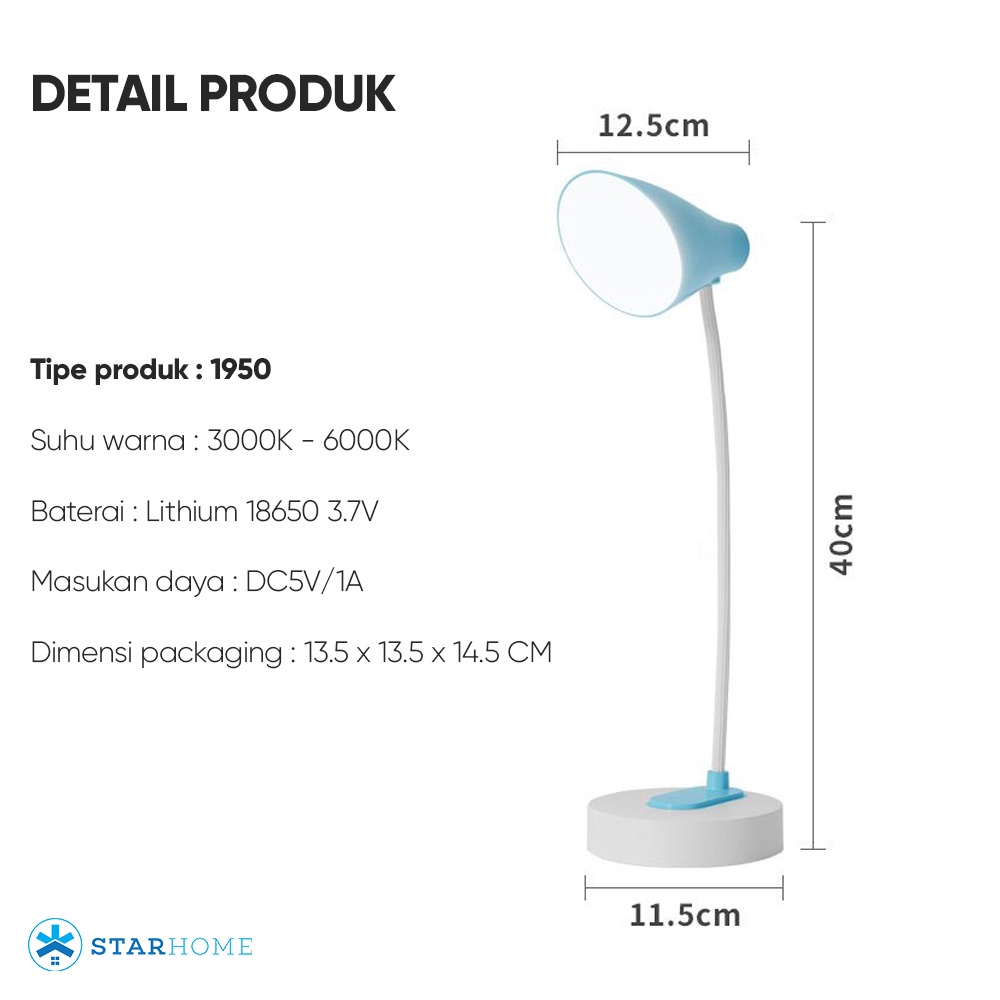 Lampu Meja LED Putar Bulat Lampu Belajar Lampu Meja Lampu Baca 3 Warna Lampu Emergency Lampu Tidur Aneka Warna 1950