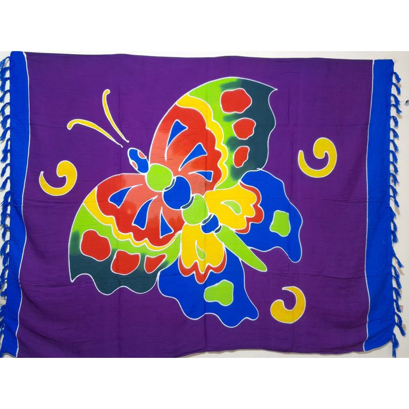 Sarung pantai lukis khas bali | Sarung pantai handmade | Kain pantai lukis | Sarung pantai murah-Kupu isi rombe