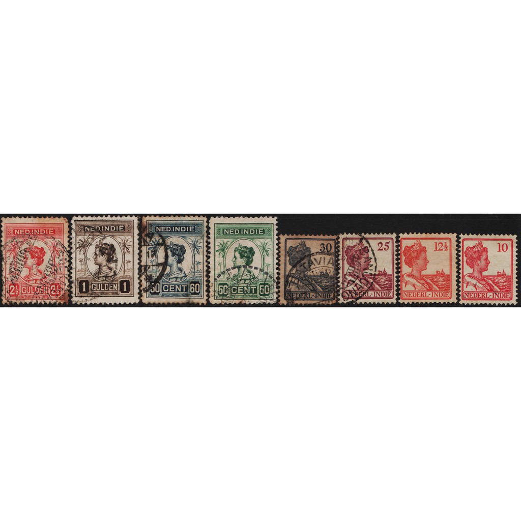 

Perangko Filateli I59 Netherlands Indies FU 8v 1913 - 1932 Queen Wilhelmina