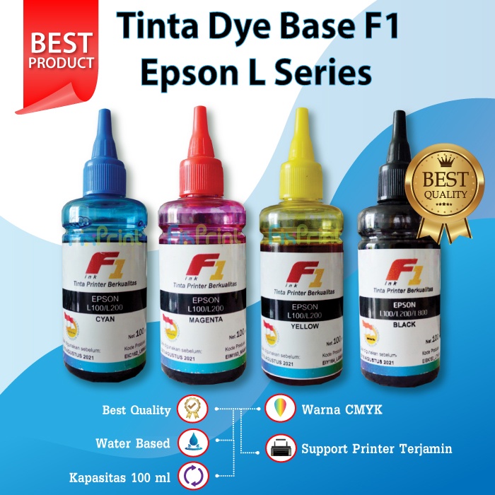 Jual Tinta Dye Base F1 Original Printer Epson L100 L110 L120 L200 L210 L220 L300 L310 L350 L355 7380