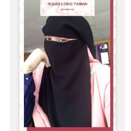 Cadar Niqab Niqob Long Yaman Kancing Jetblack Hitam