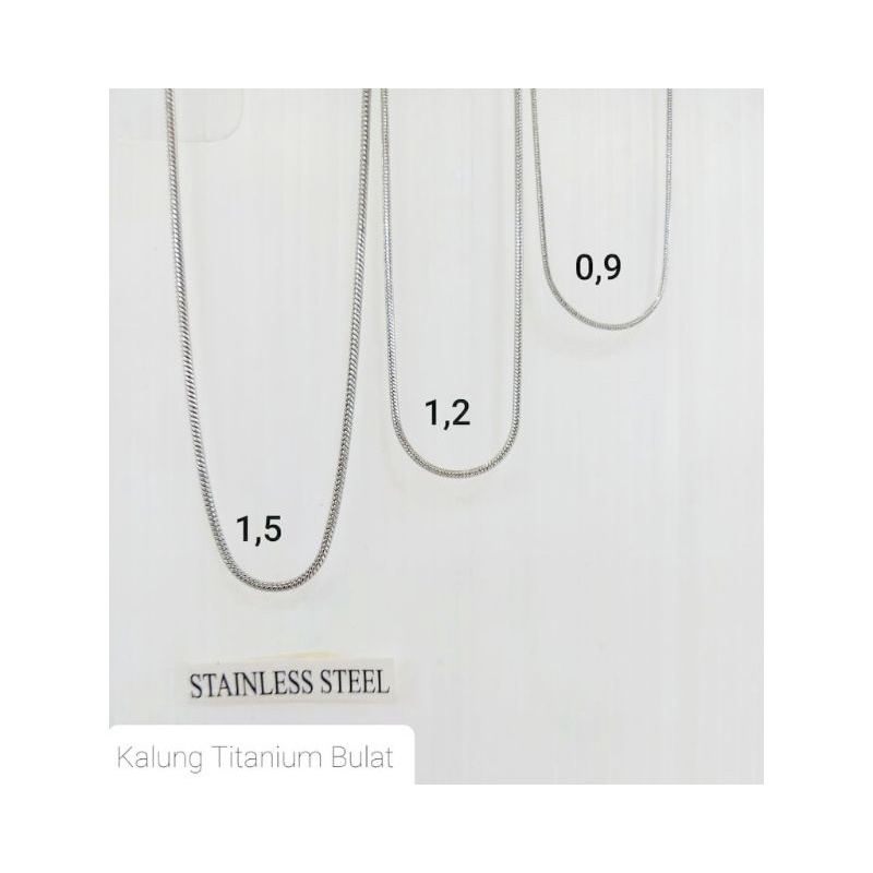 KALUNG TITANIUM SILVER BULAT kecil 1,2 DAN 0,9 FASHION IMPOR PRIA WANITA