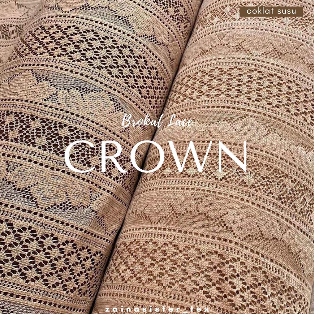 Kain Brukat Lace Crown Warna Cokelat Susu