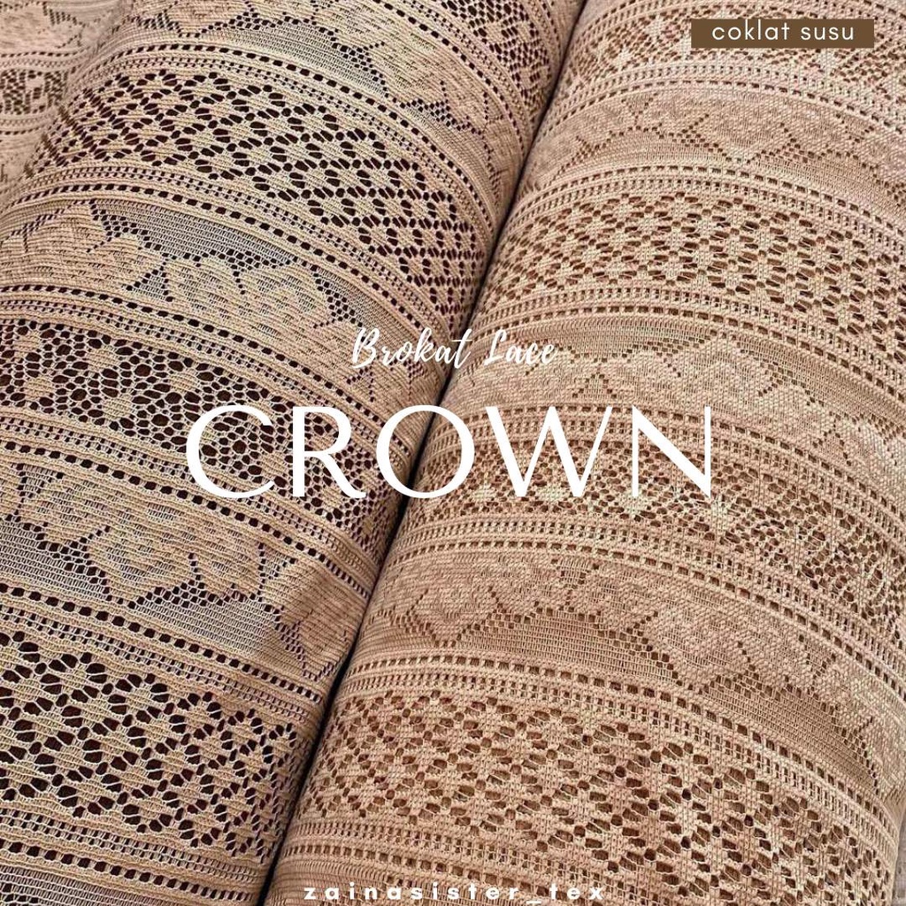 Kain Brukat Lace Crown Warna Cokelat Susu