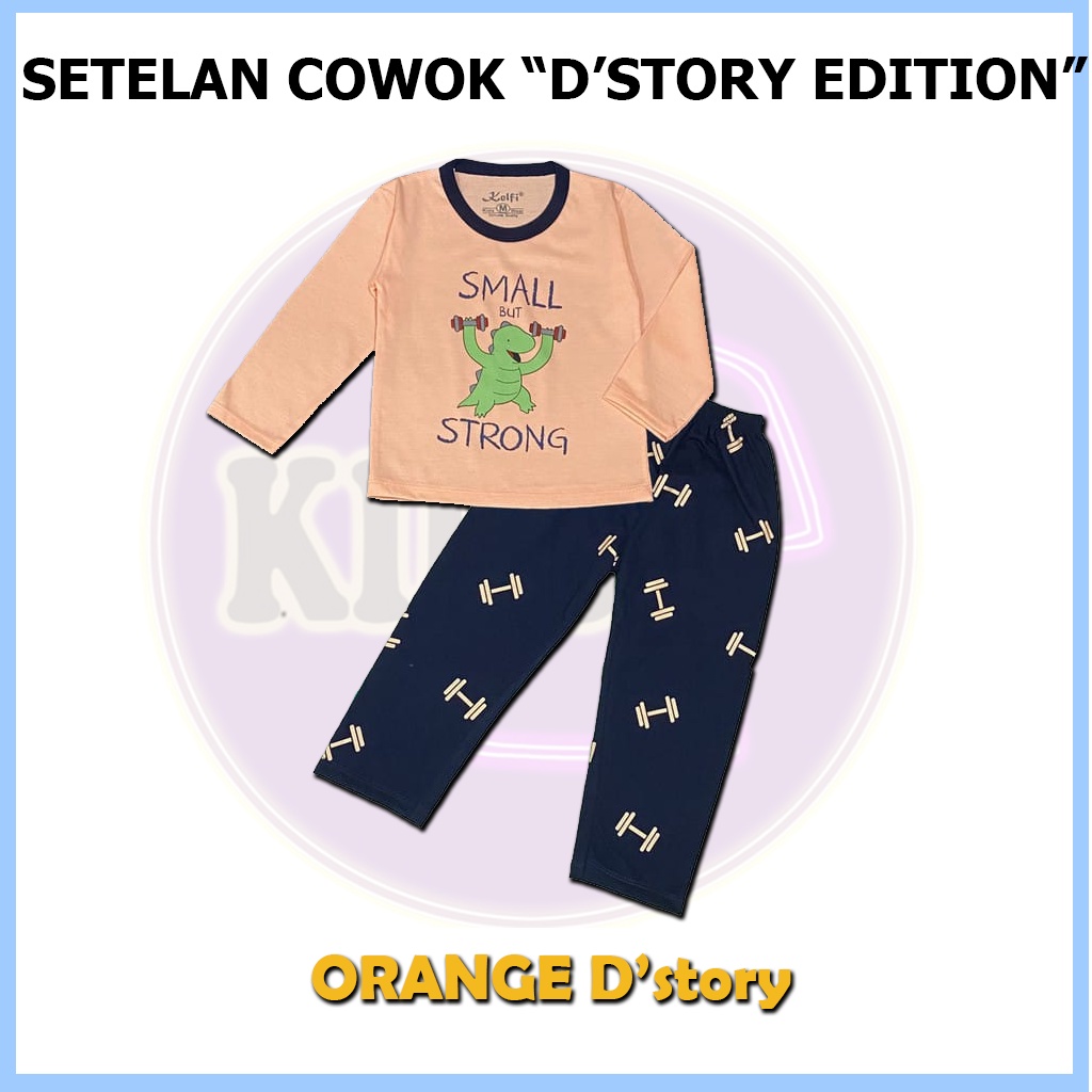 Baju Setelan Celana Panjang Cowok Usia 6 Bulan 1 2 3 4 5 6 7 8 Tahun Setelan Celana Panjang Anak Laki-ORANGE D'story