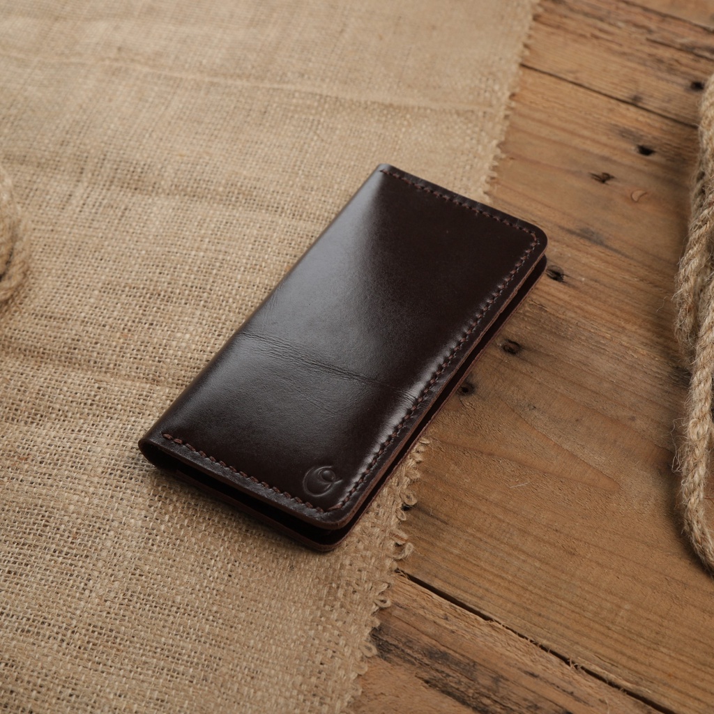 Dompet Panjang Kulit Asli Pull Up Seri CABRIOLE Warna Coklat Tua - Leather Phone Wallet