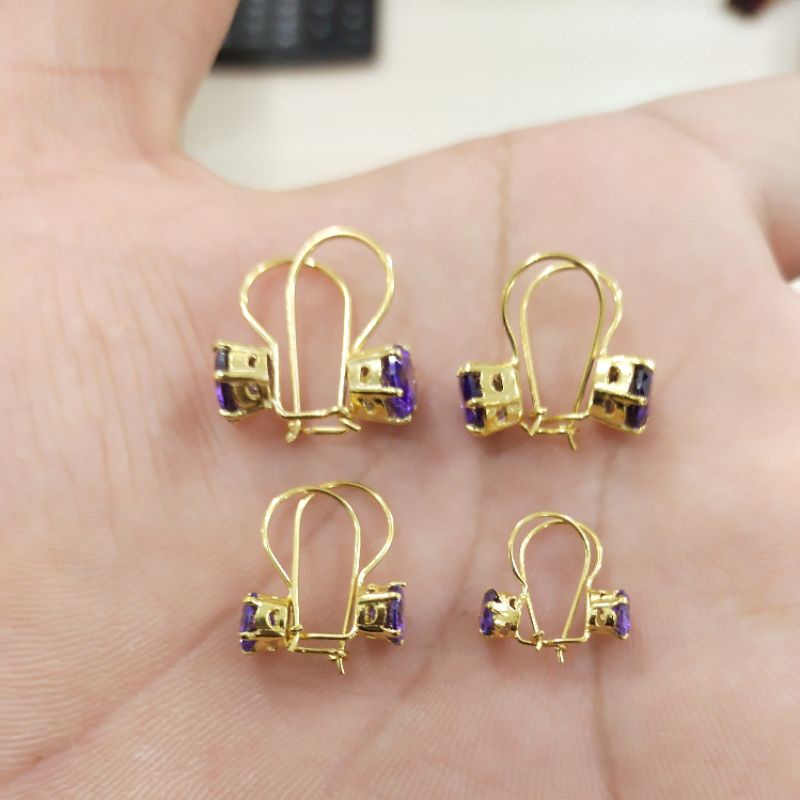 ANTING DESI MATA UNGGU PERAK 925 LAPIS MAS