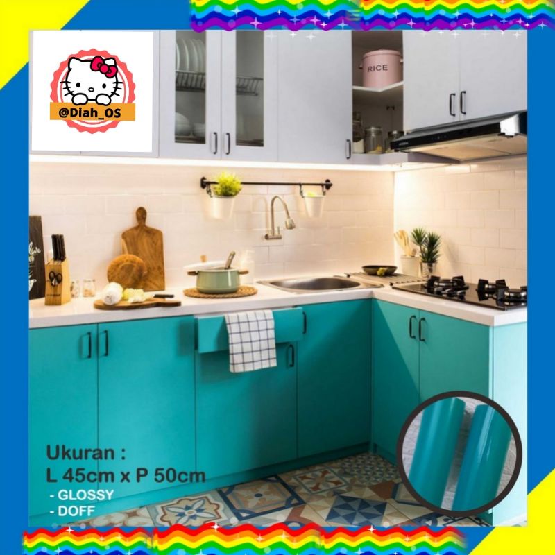 wallpaper sticker furnitur hijau tosca per 50cm