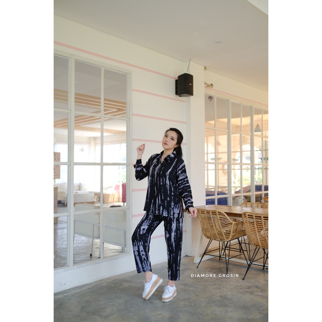 BLOOMS DAILY ONE SET / TIE DYE ONE SET RAYON / STELAN PIYAMA WANITA-7