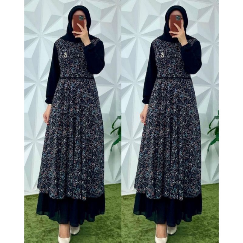 GAMIS SERUTY BABYDOLL TERBARU ORIGINAL PRODUK DENGAN MOTIF BUNGA BUNGA KECIL