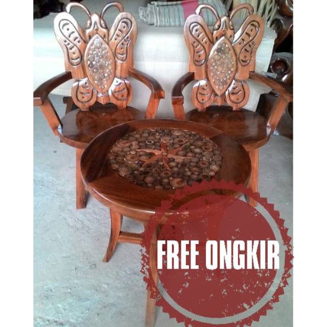Kursi teras sofa tamu unik karakter kayu trembesi solid asli furniture jepara