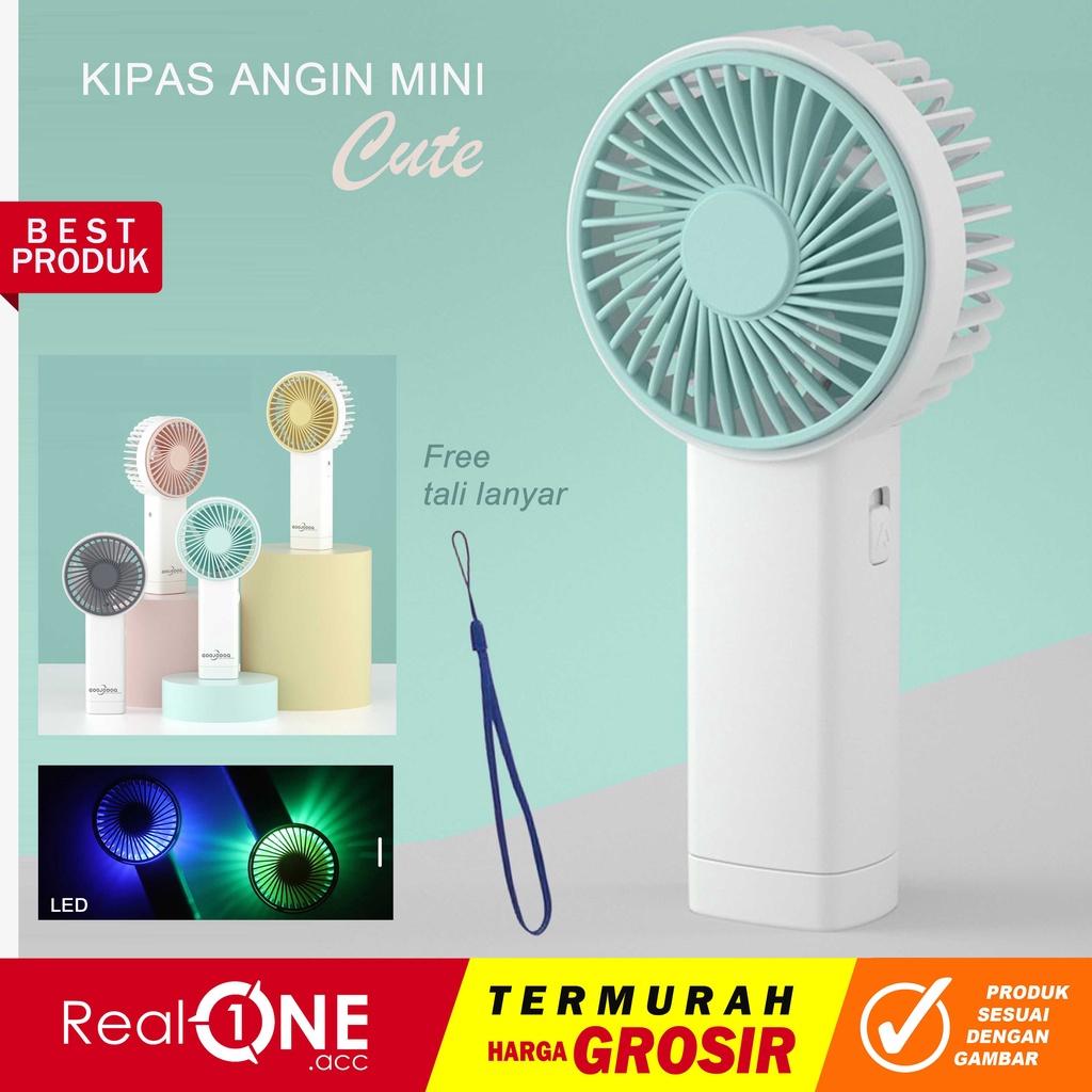 Kipas angin genggam mini fan portable cute colour angin kencang free tali gantungan hp lanyar - realoneacc