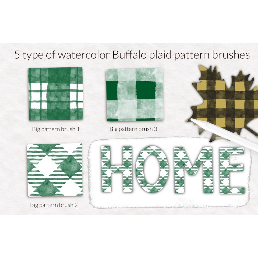 Procreate Brush - Farmhouse Watercolor Buffalo Plaid Pattern Brushes