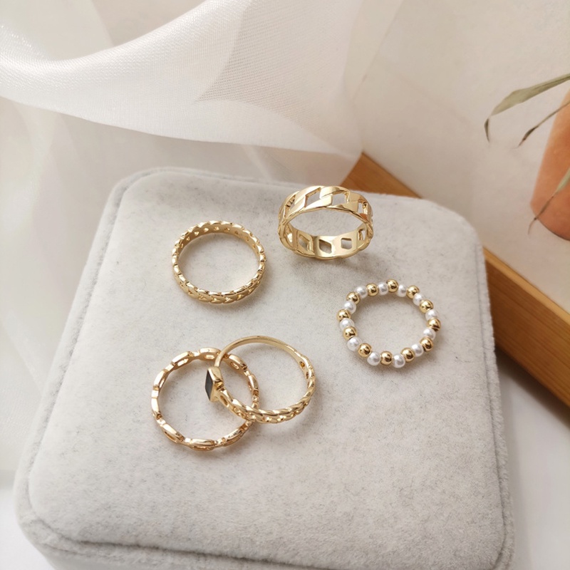 Korean Style 5Pcs/Set  Fashion Women Irregular Geometry Ring