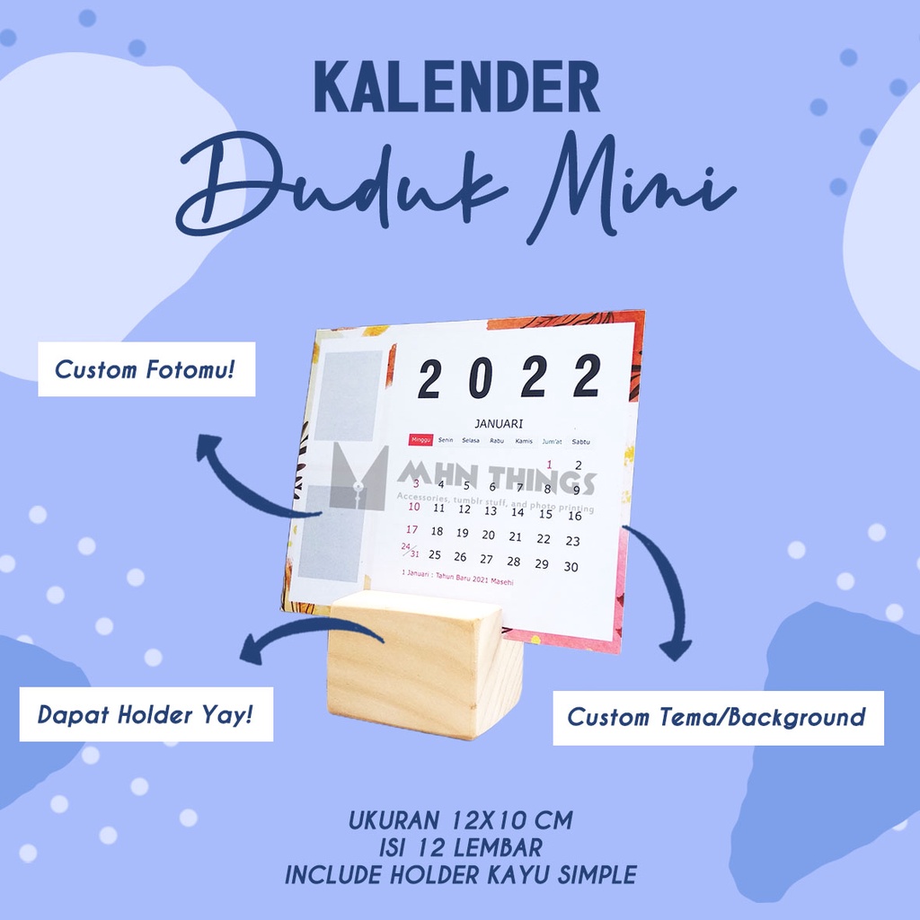 Jual Free Box 12 Lembar Kalender Duduk Mini Kalender Meja Mini Kalender Duduk Custom 2022 9034