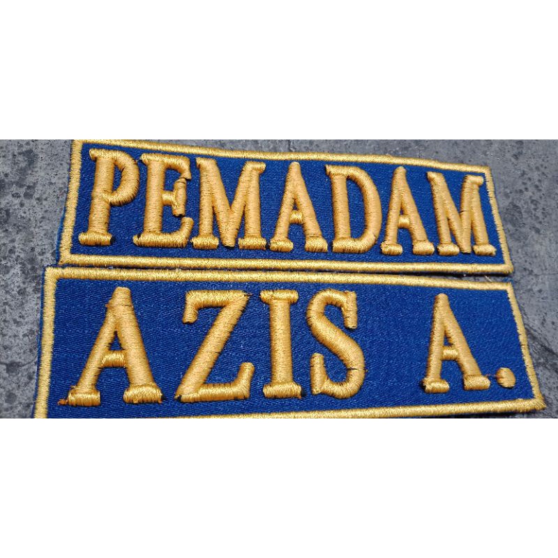 bordir timbul nama pemadam