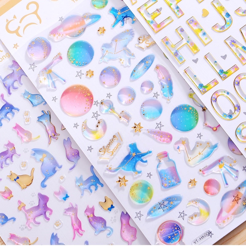 

Delunashop DL365S Stiker timbul 3D korea sticker glitter magic label sticker transparent viral huruf