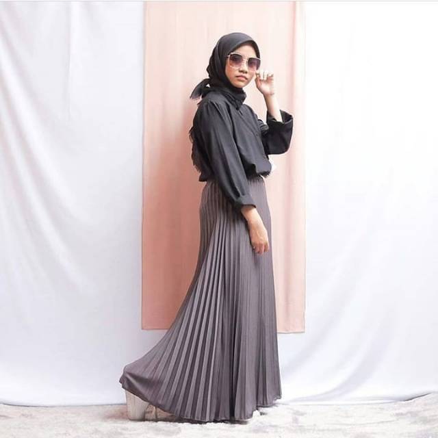 ROK PLISKET PREMIUM - rok panjang pleated halus