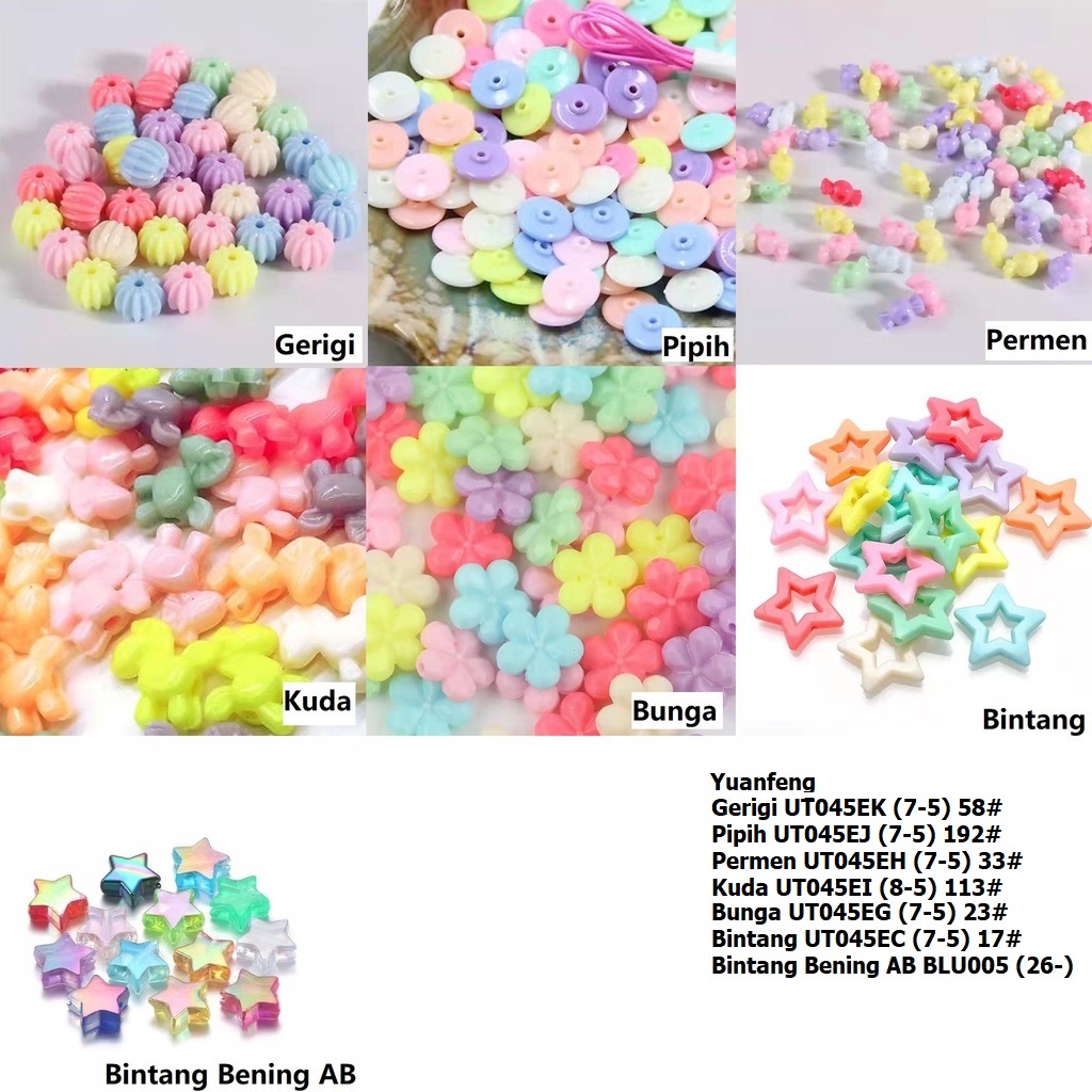 Manik Mote Pastel Bervariasi Macam Model Cantik Unik Harga/25g