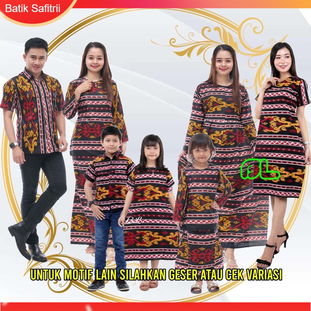 Couple Keluarga - Batik Keluarga Muslim - Ibu Bapak Anak - Motif Songket Tenun Merah Andin - Dress T