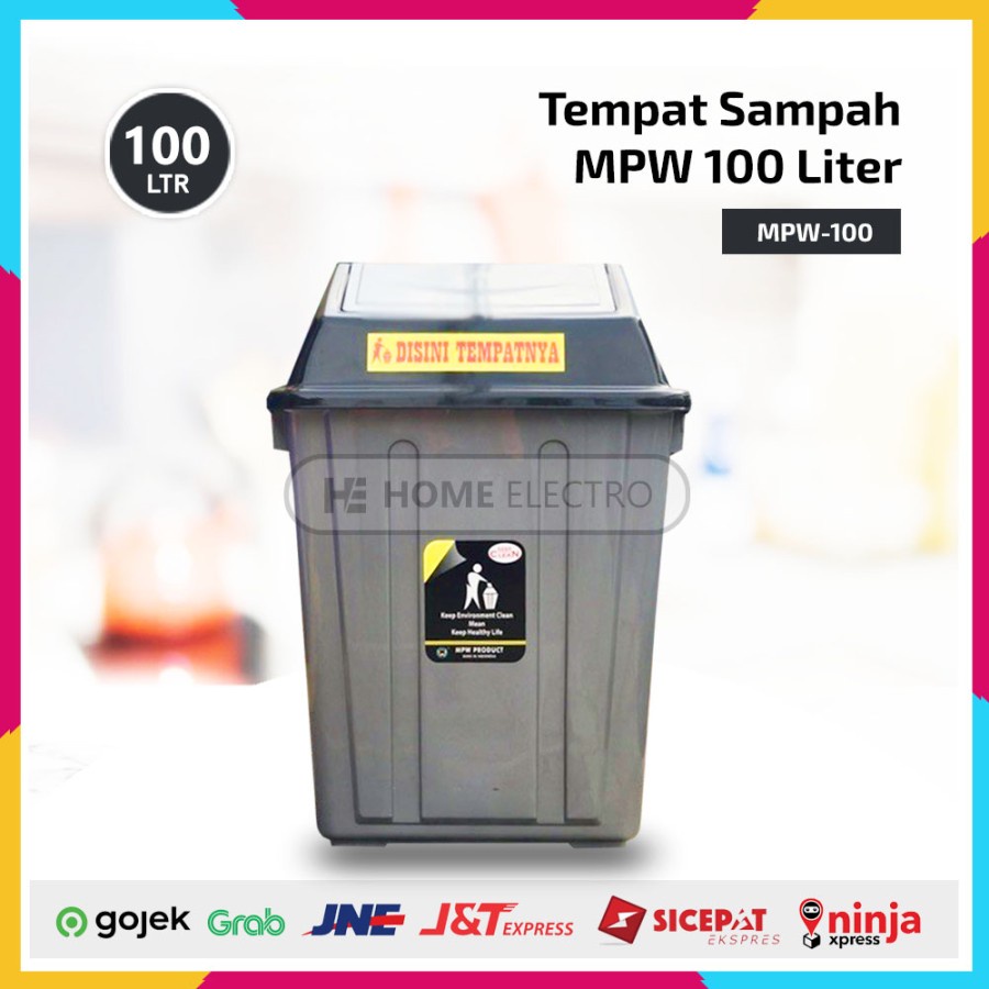 [KHUSUS INSTAN / SAMEDAY] Tempat Sampah MPW 100 Liter dengan Tutup Goyang